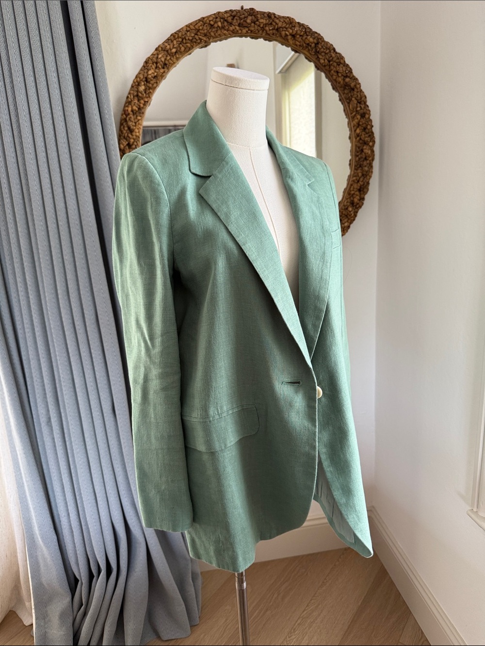 Madewell Mint Green Single-Button Linen Blazer